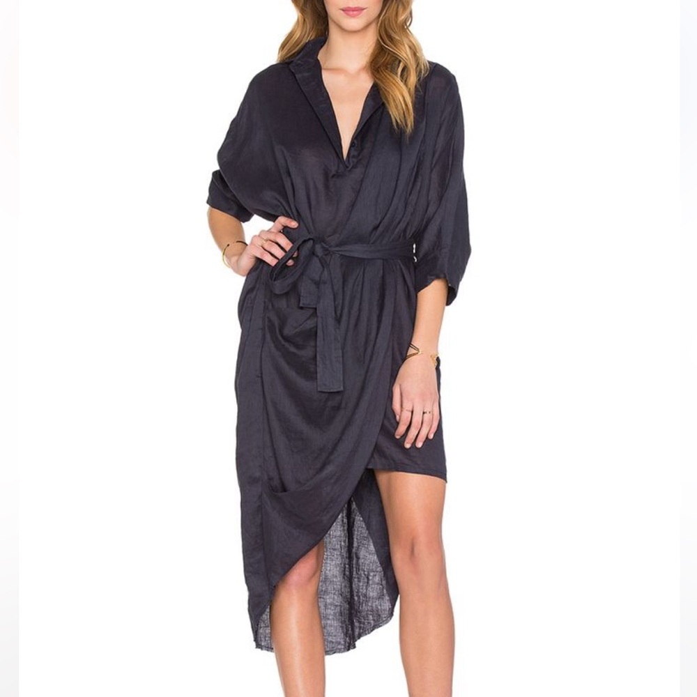 Acler Phoenix Shirt Dress Blue Midnight Small